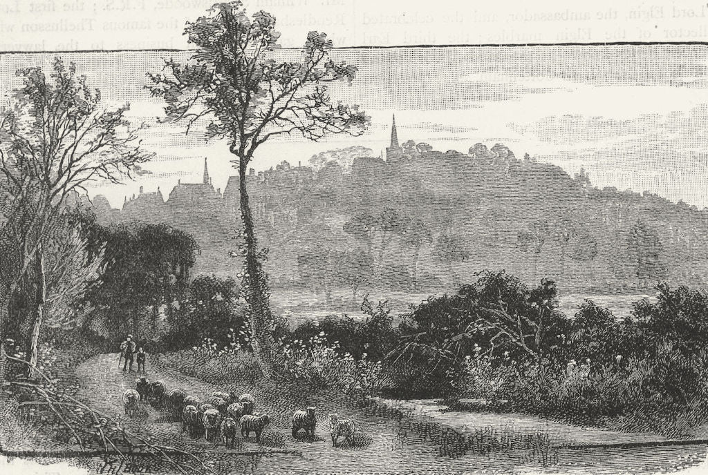 HARROW WEALD. Distant view of Harrow 1888 old antique vintage print picture